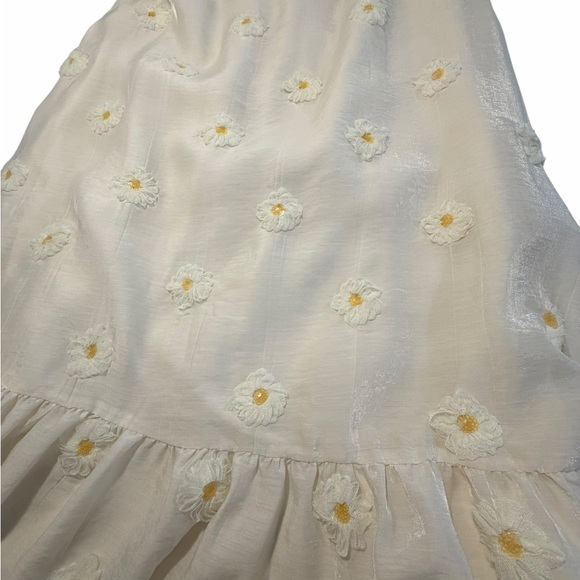 Storia Cream Floral Eyelet Maxi Dress with Bow Front Ruffle Straps Lrg - Picture 7 of 13